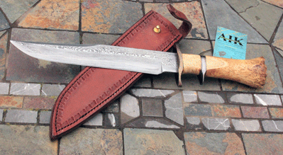 Sam Stoner Coal Forged Sub Hilt Fighter w/ Oosik & Damascus