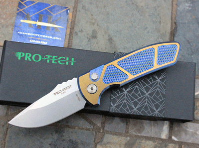 Protech 2 Tone Blue/Bronze Textured Titanium SBR Rockeye Auto