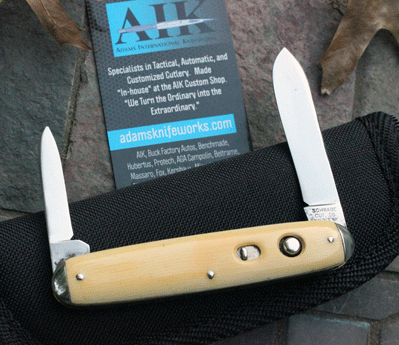 Schrade Cut Co 3 3/4" Double Button w/Ivory Celluloid & Bolsters