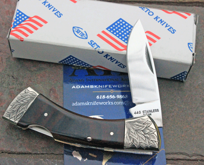 HAND ENGRAVED Early SETO Japan Lockback Folder w/ Micarta