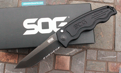 SOG TAC Model ST-4 Auto Tanto w/ Part Serrated Blade
