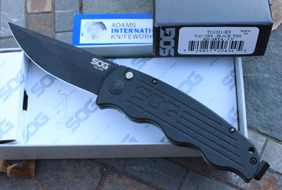 SOG TAC OPS Automatic Model TO-1011 w/ Canvas Micarta  & S35VN