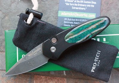 CUSTOM Pro-Tech / AIK DAMASCUS SPRINT Auto w/Mastodon Molar