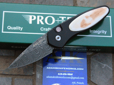 AIK/Protech CUSTOM DAMASCUS SPRINT Mini Auto w/ Fossil Ivory