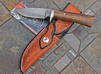 Sam Stoner Amish Handmade Damascus Skinner w/Kingwood