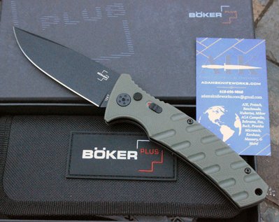 Boker Plus Special OD GREEN LARGE STRIKE Drop Point Auto w/D2