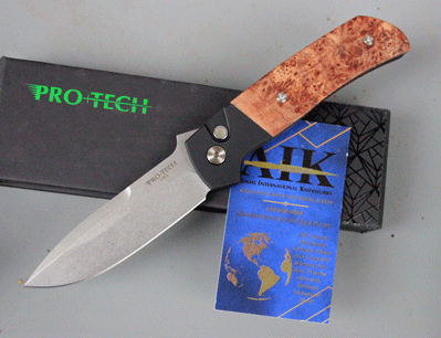 Protech/AIK TERZUOLA ATCF Auto w/Maple Burl & CPM-MagnaCut