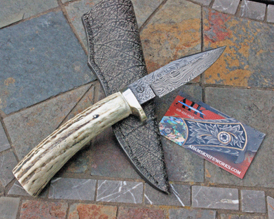 Toby Young Handmade Damascus Skinner w/ Stag