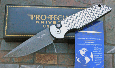 2014 Protech STAINLESS FRAME TR3 Tac Response Auto w/ DAMASCUS