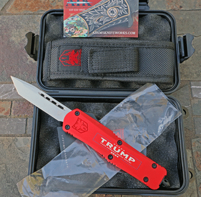 Special Red Cobratec TRUMP Front Opening Auto w/ D2 Tanto Blade