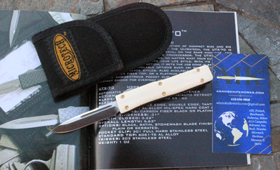 CUSTOM Microtech/AIK UTX-70 SATIN S/E w/ Fossil Ivory Top Scale