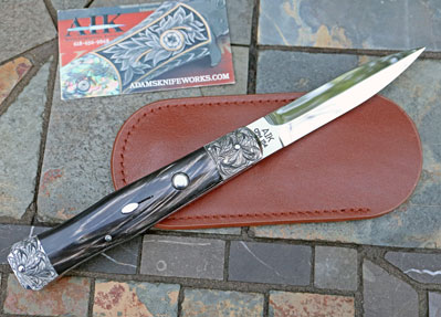 HAND ENGRAVED AIK VINDICATOR 9.0 Integral Coffin Auto Dagger