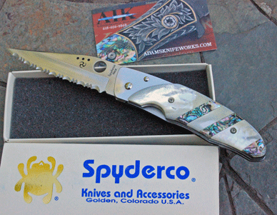 Custom AIK Spyderco Viele Design w/ Pearl & Abalone Overlay