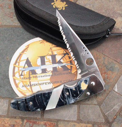 CUSTOM AIK/ Spyderco Viele w/ Crosscut Mammoth & Serrated AUS-8