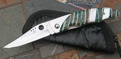 CUSTOM AIK/ Spyderco Viele w/ Mammoth Molar, Pearl & VG-10
