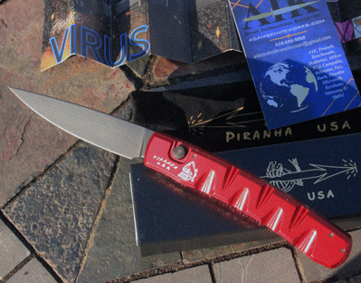 Piranha Special Red Tactical VIRUS Auto w/Black S30V Blade