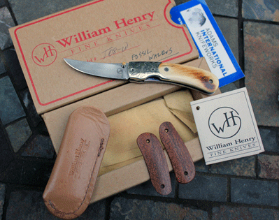 William Henry Liner Lock w/ Fossil Walrus & Engraved Bolsters