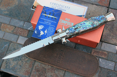 CUSTOM Campolin/AIK Black Widow w/Mosaic Abalone & File Work