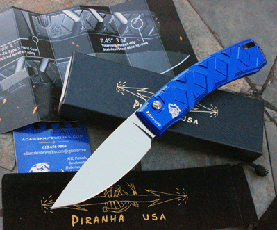 Piranha "X" Auto Special Blue w/Mirror 154-CM Blade
