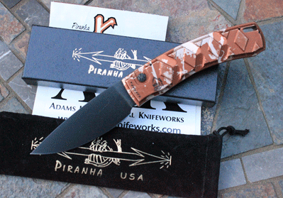 USED Piranha Desert Camo Tactical "X" Auto w/Black 154-CM Blade