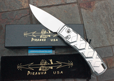 Piranha "X" Auto w/ Silver Frame & Mirror 154-CM Blade