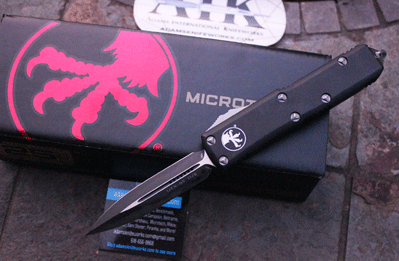 Microtech UTX-85 Mid Sized D/E Black Blade Front Opener