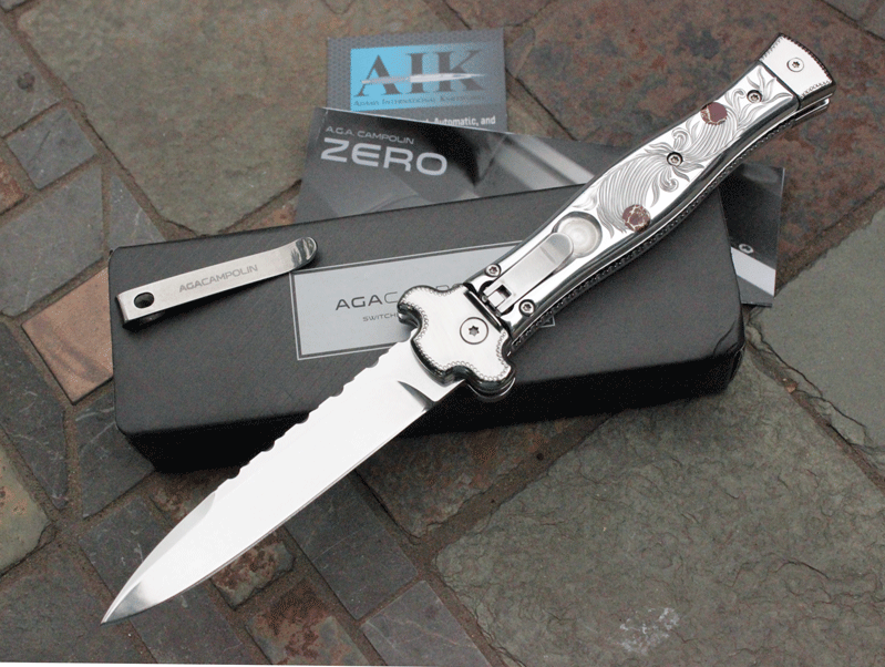 Custom Campolin/AIK ZERO Auto w/Mirror Polished Engraved Handles